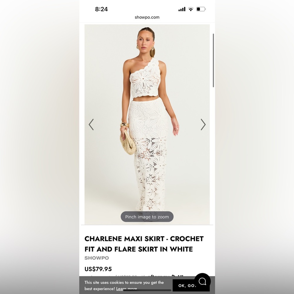 Showpo Charlene Maxi Skirt and Charlene One Shoulder Crochet Top Set